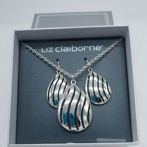 Liz Claiborne Earrings/Necklace Silver Jewelry Set